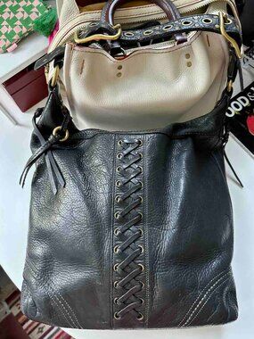 Vintage COACH LEGACY Slouchy Black PebbledLeather Laced Hobo Bag Y2K RockerLoved